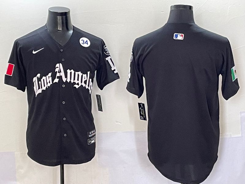 Men Los Angeles Dodgers Blank Black Five generations Joint Name 2025 Nike MLB Jersey style 5->los angeles dodgers->MLB Jersey